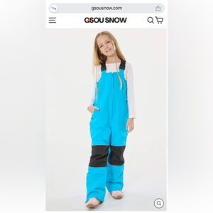 Kids' GSOU Snow Bright Blue Snow Overalls with Black Knee Panels